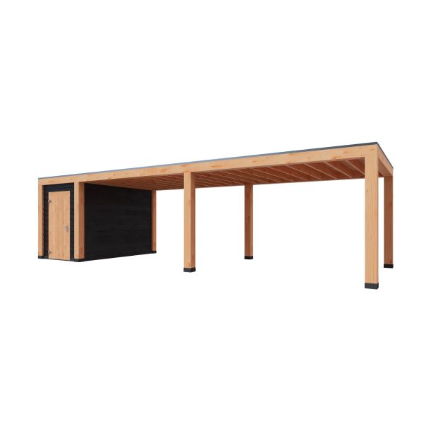 Overkapping Moderno Enkelwandig 1000cm x 400cm met schuur 200cm