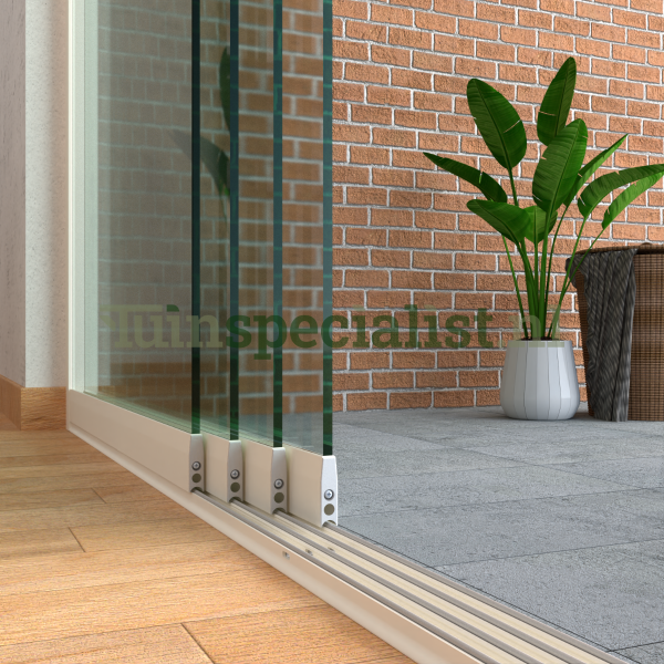 4-rail glazen schuifwand tot 3630 mm zuiverwit (Ral 9010) (4 x 930mm glas)