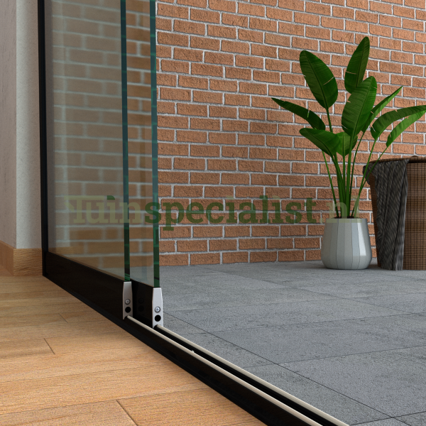 2-rail glazen schuifwand tot 1830 mm matzwart (Ral 9005) (2 x 930mm glas)