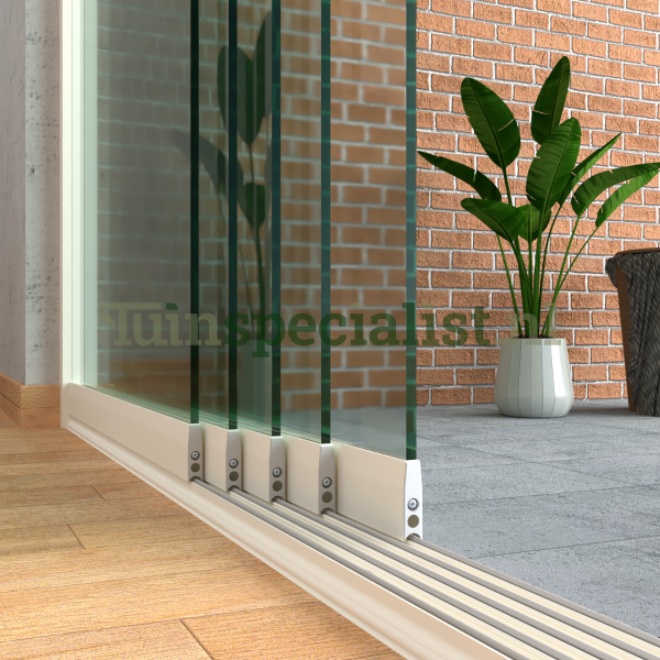 5-rail glazen schuifwand tot 4420 mm zuiverwit (Ral 9010) (5 x 900mm glas)