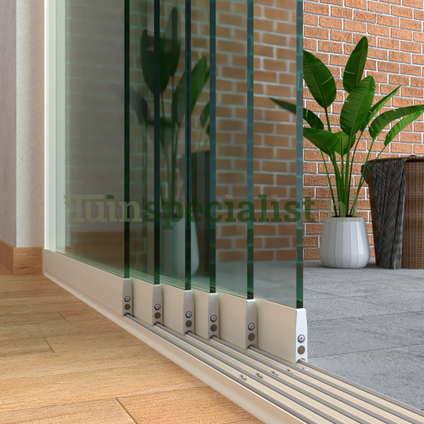6-rail glazen schuifwand tot 5780 mm zuiverwit (Ral 9010) (6 x 980mm glas)