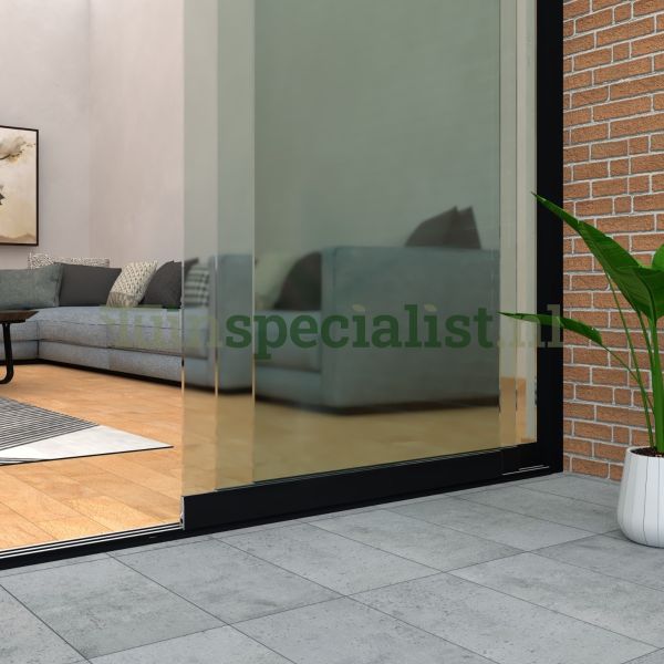 3-rail glazen schuifwand tot 2420 mm matzwart (Ral 9005) (3 x 830mm glas)