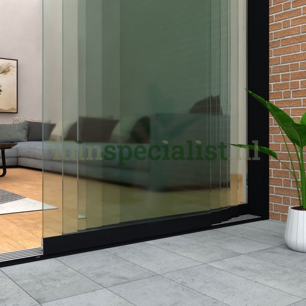 6-rail glazen schuifwand tot 6000 mm matzwart (Ral 9005) (6 x 1030mm glas)