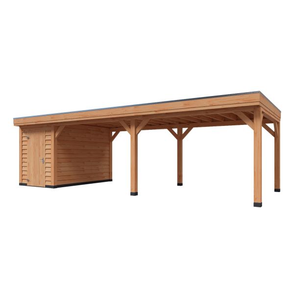 Overkapping Deluxe Enkelwandig 900cm x 400cm met schuur 200cm