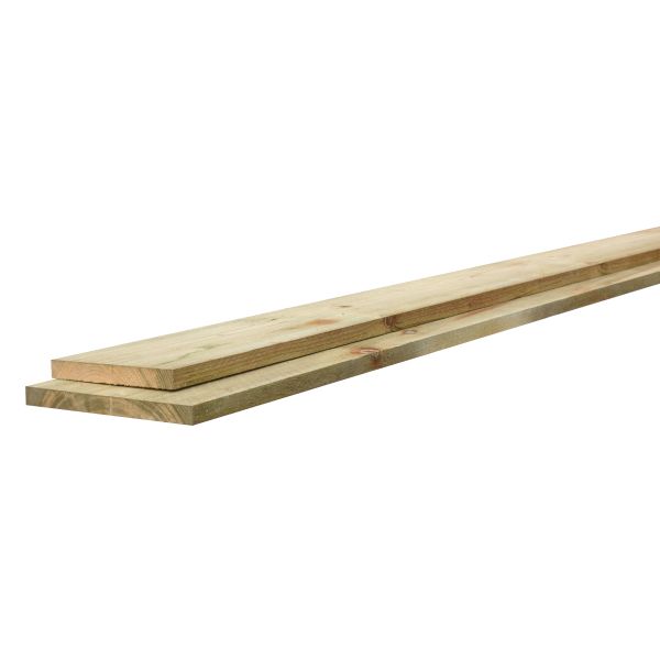 Midden-Europees vuren fijnbezaagde plank 1,9 x 20 x 180 cm, groen geïmpregneerd