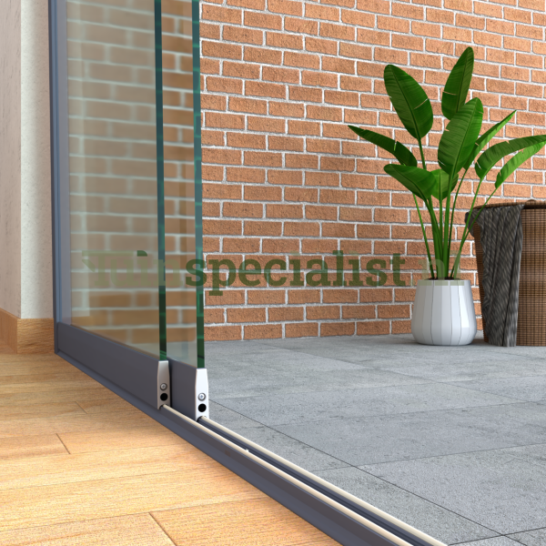2-rail glazen schuifwand tot 1620 mm matantraciet (Ral 7016) (2 x 830mm glas)