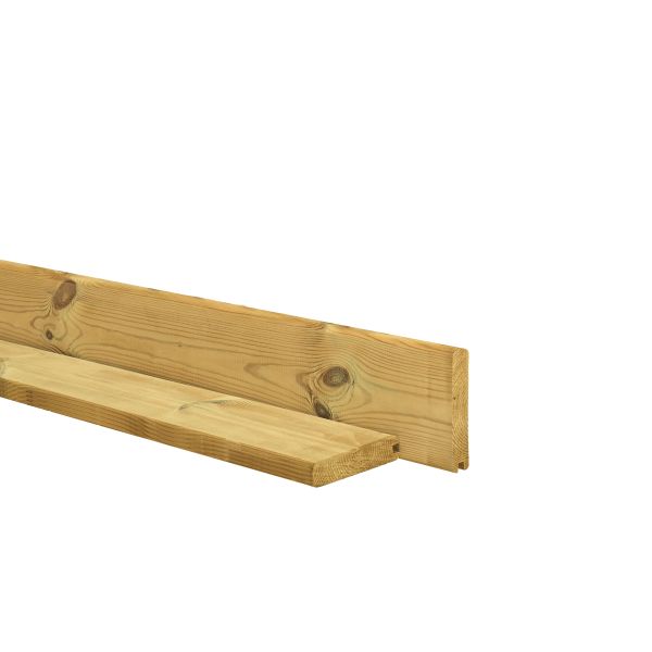 Grenen profielplank (afdekplank) 2,8 x 13,5 x 200 cm, groen geïmpregneerd