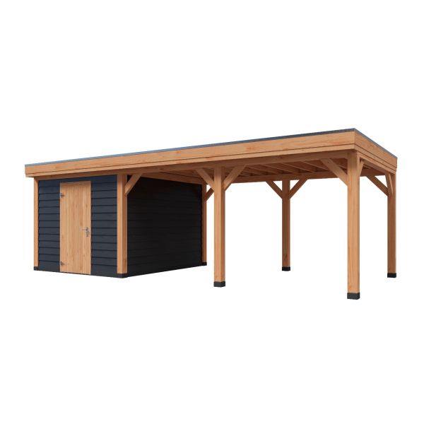 Overkapping Deluxe Dubbelwandig 800cm x 300cm met schuur 300cm