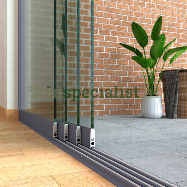 4-rail glazen schuifwand tot 4000 mm matantraciet (Ral 7016) (4 x 1030mm glas)