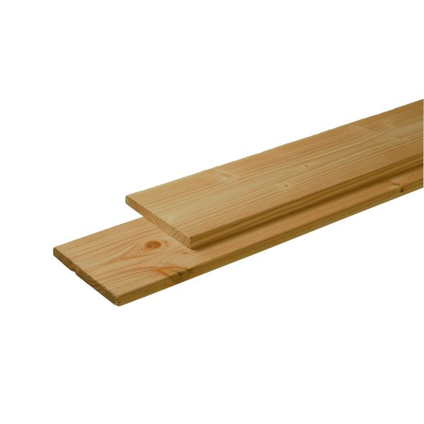 Douglas plank 1 zijde geschaafd, 1 zijde fijnbezaagd 2,8 x 19,5 x 400 cm, groen geïmpregneerd