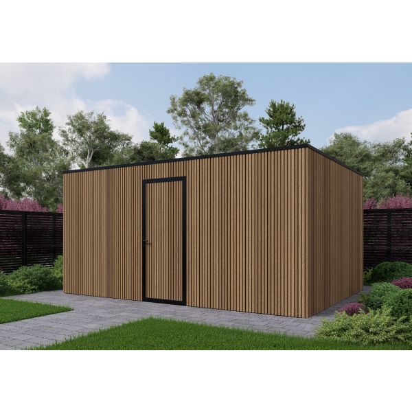 Composiet schuur 500cm x 350cm Rhombus Teak
