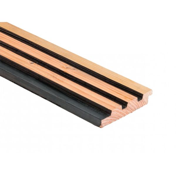 Douglas geschaafd triple profiel met afgeschaafde voorzijde 2,5 X 14 X 400 cm, zwart gespoten