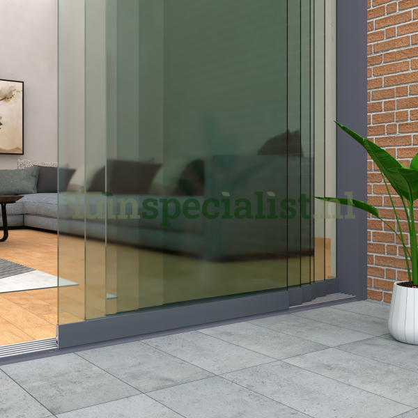 6-rail glazen schuifwand tot 5430 mm matantraciet (Ral 7016) (6 x 930mm glas)
