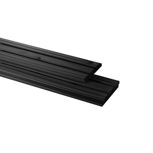 Vuren geschaafd triple profiel 2,2 X 14 X 300 cm, zwart gedompeld