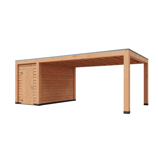 Overkapping Moderno Enkelwandig 700cm x 350cm met schuur 200cm