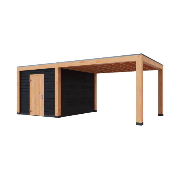 Overkapping Moderno Dubbelwandig 700cm x 350cm met schuur 300cm