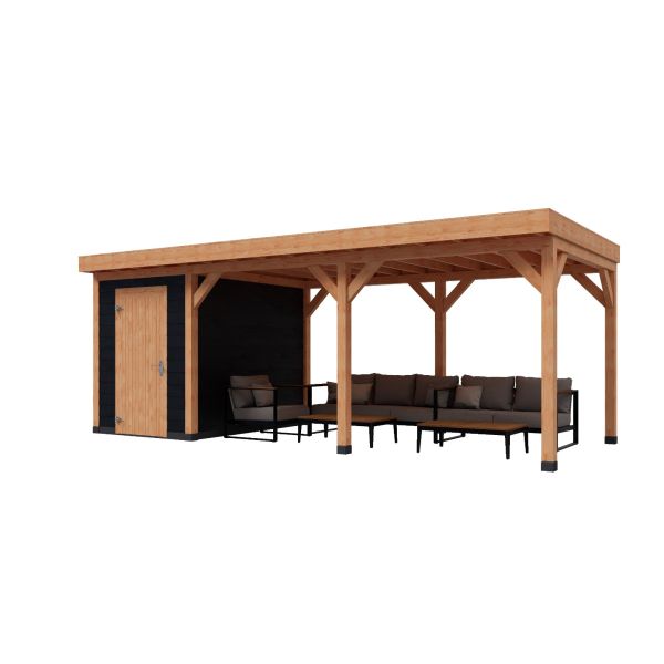 Overkapping Basic 700cm x 300cm met schuur 200cm
