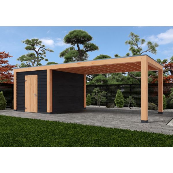 Overkapping Moderno Dubbelwandig 800cm x 400cm met schuur 300cm