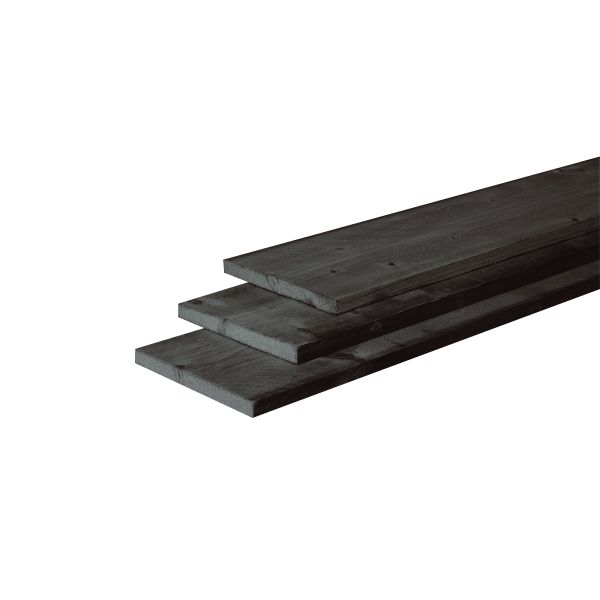 Douglas fijnbezaagde plank 2,2 x 20 x 300 cm, zwart gedompeld
