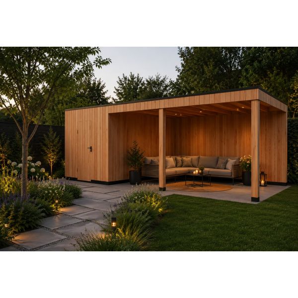 Tuinhuis Elegance 800cm x 300cm met schuur 200cm