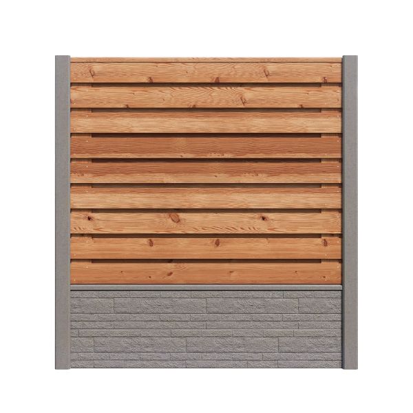 Hout/Beton schutting pakket Douglas Rotsmotief 21 planks