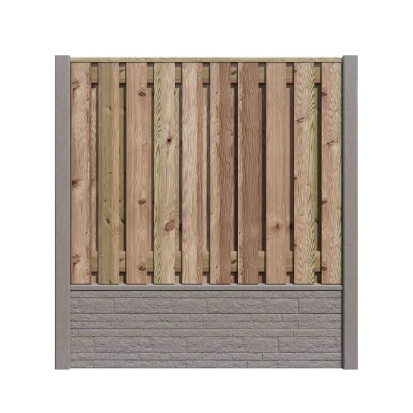Hout/Beton schutting pakket Grenen Rotsmotief 21 planks