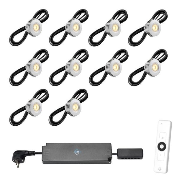 Set van 10-Ledspots kleur Aluminium AB - Warmwit
