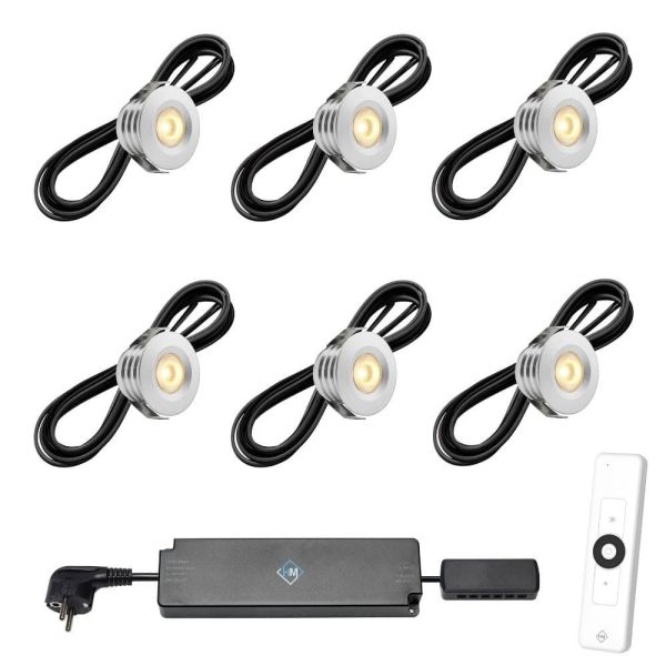 Set van 6-Ledspots kleur Aluminium AB - Warmwit