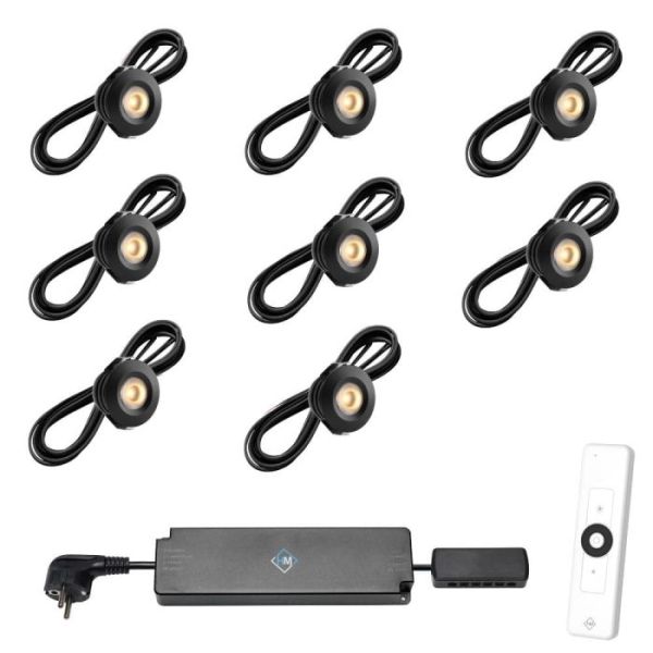 Set van 8-Ledspots kleur zwart AB - Warmwit