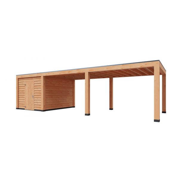 Overkapping Moderno Dubbelwandig 1000cm x 300cm met schuur 300cm