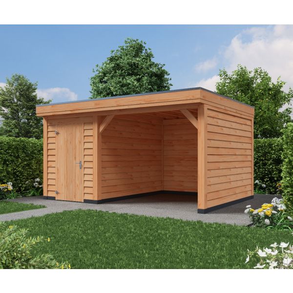 Overkapping DeLuxe Dubbelwandig 500cm x 350cm met schuur 200cm