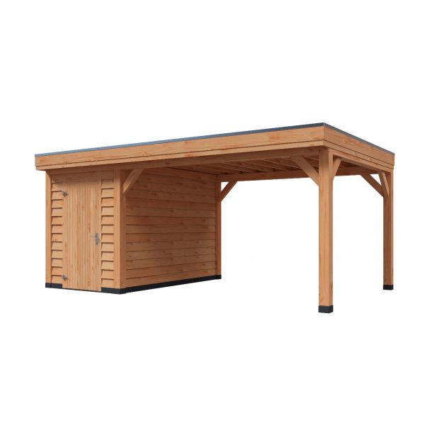 Overkapping Deluxe Enkelwandig 600cm x 300cm met schuur 200cm