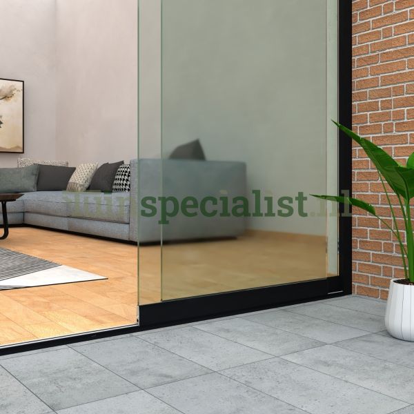 2-rail glazen schuifwand tot 1620 mm matzwart (Ral 9005) (2 x 830mm glas)
