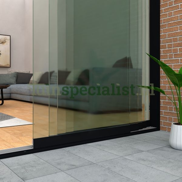 5-rail glazen schuifwand tot 4530 mm matzwart (Ral 9005) (5 x 930mm glas)