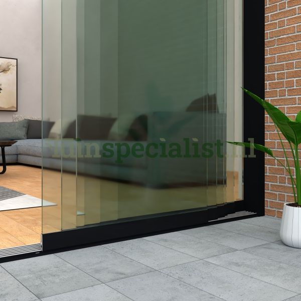 6-rail glazen schuifwand tot 5780 mm matzwart (Ral 9005) (6 x 980mm glas)