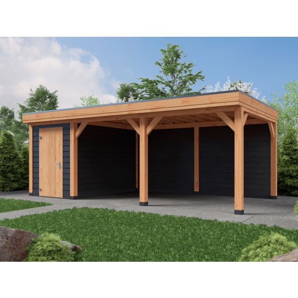Overkapping Deluxe Dubbelwandig 700cm x 400cm met schuur 200cm