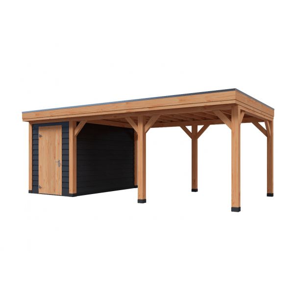 Overkapping DeLuxe Dubbelwandig 700cm x 300cm met schuur 200cm