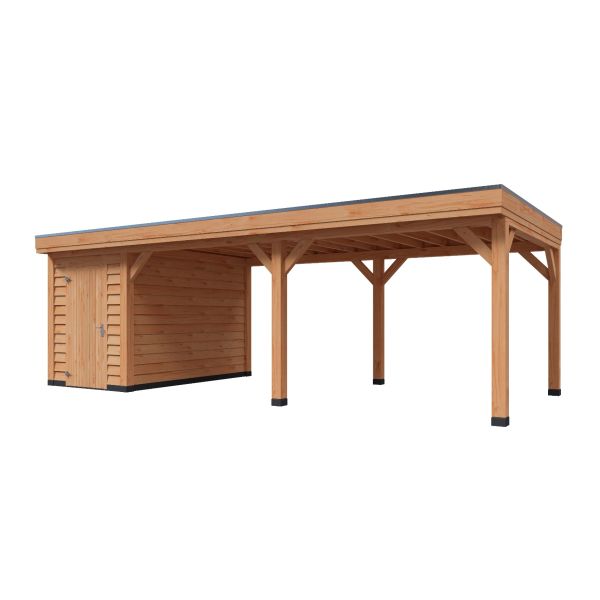 Overkapping Deluxe Enkelwandig 800cm x 350cm met schuur 200cm