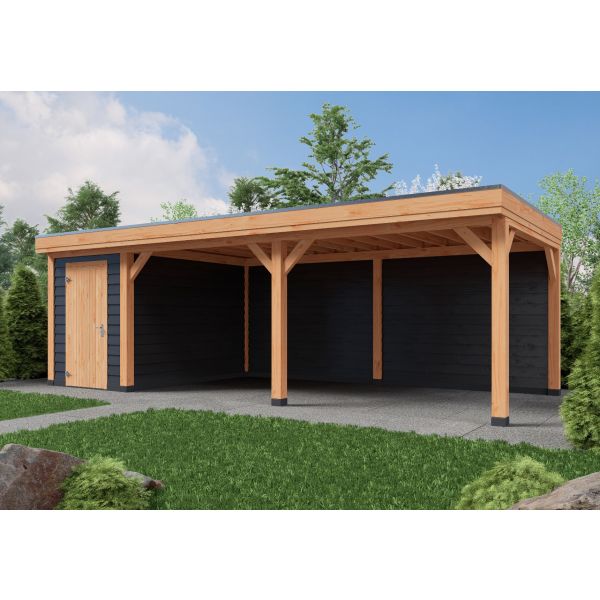 Overkapping Deluxe Dubbelwandig 800cm x 400cm met schuur 200cm