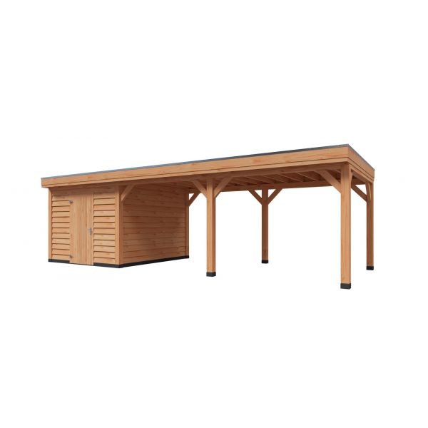 Overkapping Deluxe Dubbelwandig 900cm x 300cm met schuur 200cm