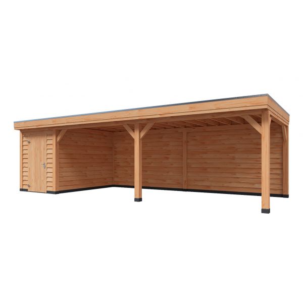 Overkapping Comfort Enkelwandig 900cm x 350cm met schuur 200cm