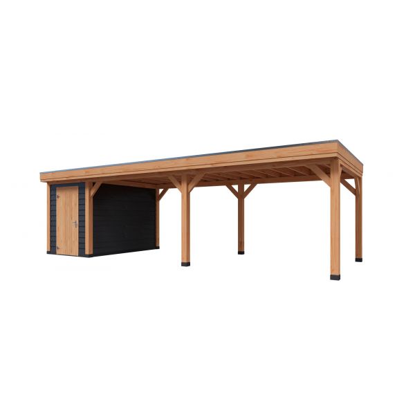 Overkapping Deluxe Dubbelwandig 900cm x 350cm met schuur 200cm