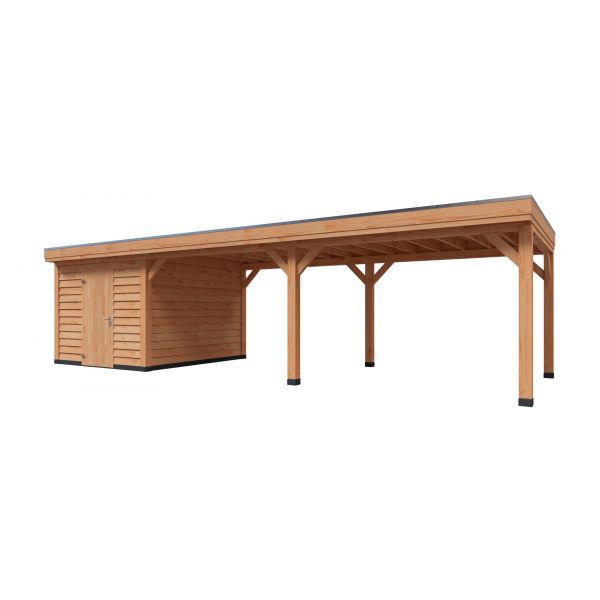 Overkapping Deluxe Dubbelwandig 1000cm x 300cm met schuur 300cm