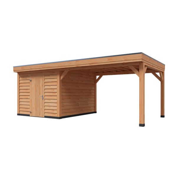 Overkapping Deluxe Enkelwandig 700cm x 300cm met schuur 300cm