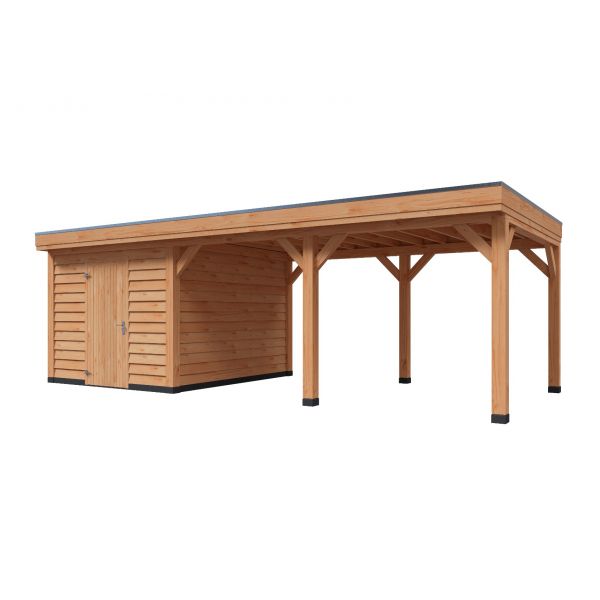 Overkapping Deluxe Dubbelwandig 800cm x 350cm met schuur 300cm