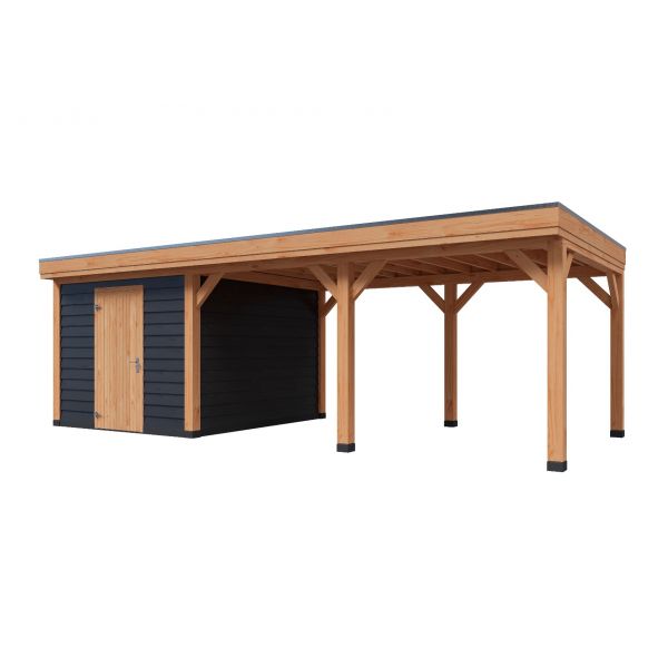 Overkapping Deluxe Dubbelwandig 800cm x 300cm met schuur 300cm