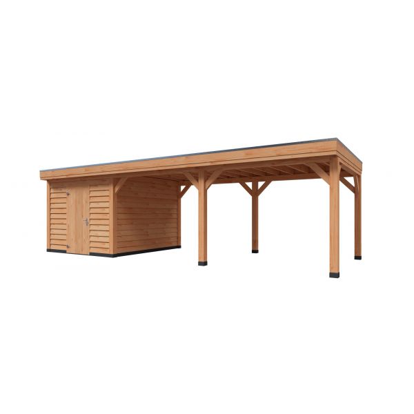 Overkapping Deluxe Enkelwandig 900cm x 400cm met schuur 300cm