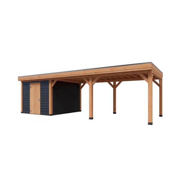 Overkapping Deluxe Dubbelwandig 900cm x 350cm met schuur 300cm