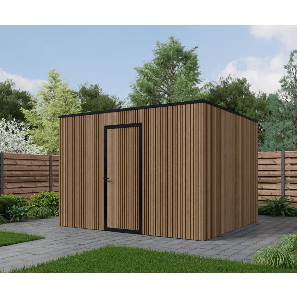 Composiet schuur 350cm x 350cm Teak