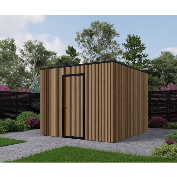 Composiet schuur 300cm x 300cm Teak